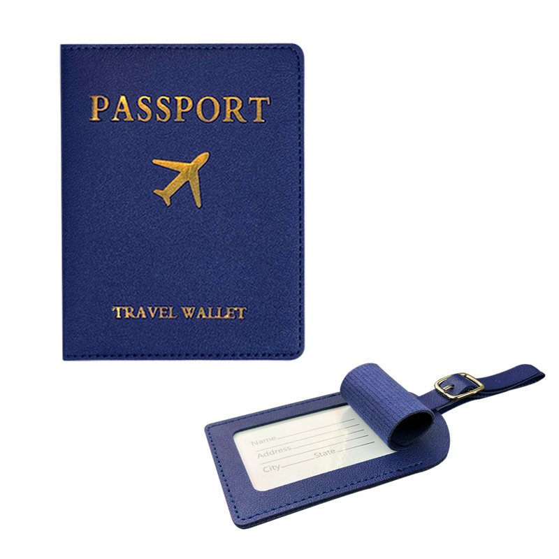 Wholesale Cheaper Travel Passport Holder and Luggage Tag Set PU leather personalized passport cover and luggage tag