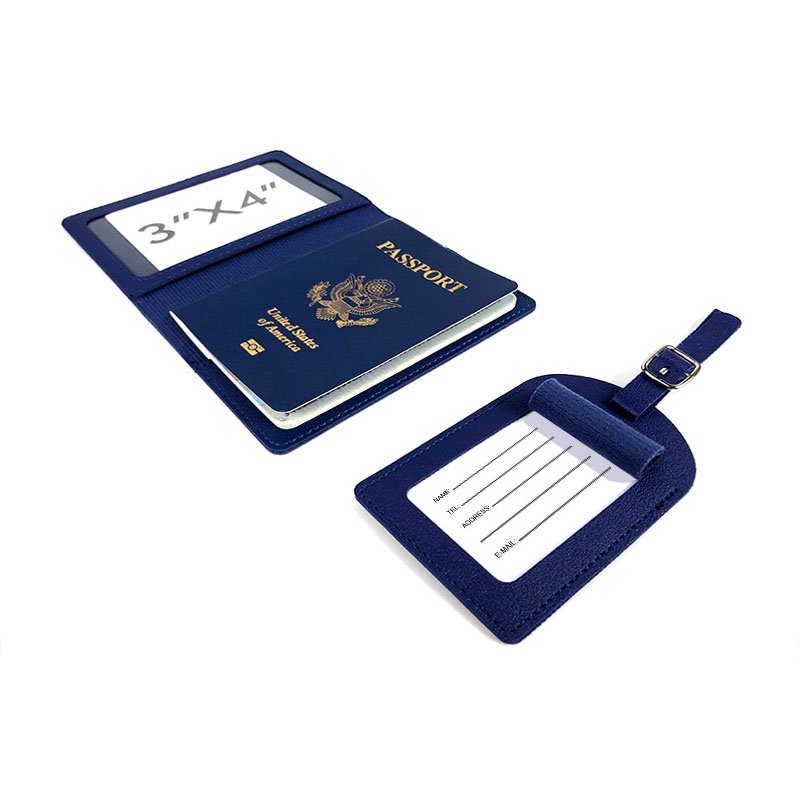 Wholesale Cheaper Travel Passport Holder and Luggage Tag Set PU leather personalized passport cover and luggage tag