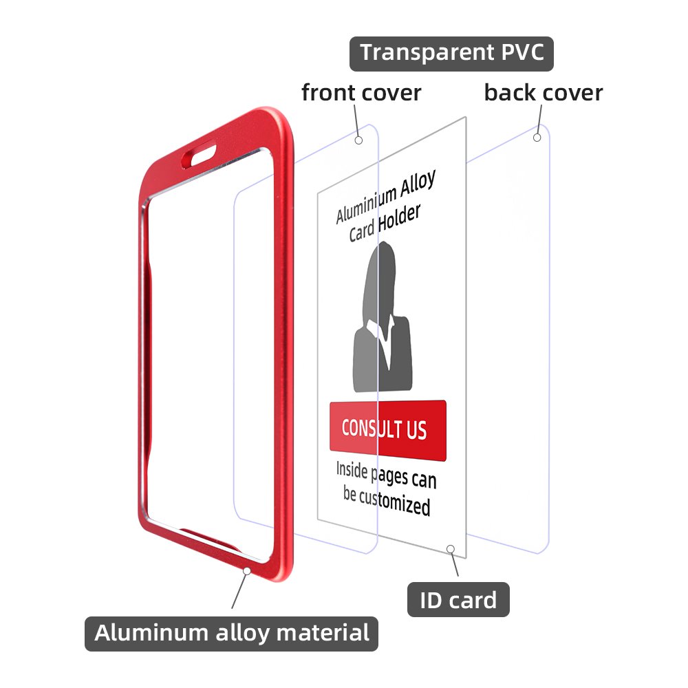 Aluminium Alloy Staff Nurse Work Card Sleeve Name Badge Holder Cover Metal Zinc Alloy Business Card Holder
