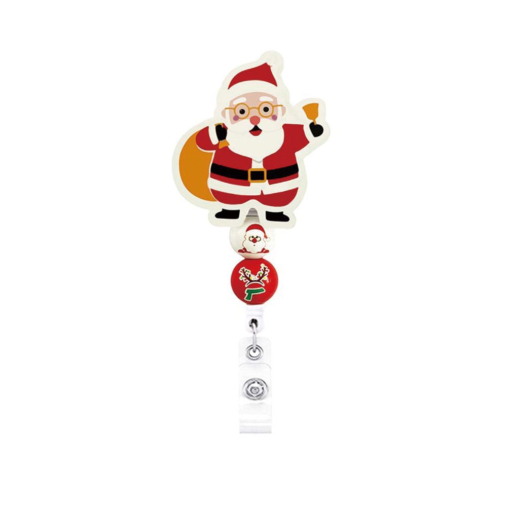 Wholesale Christmas Tree Santa Claus Snowman Acrylic Christmas Retractable Badge Reel ID Name Card Holder
