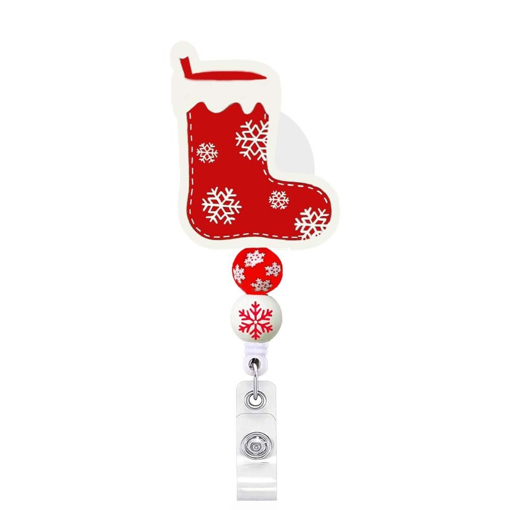 Wholesale Christmas Tree Santa Claus Snowman Acrylic Christmas Retractable Badge Reel ID Name Card Holder