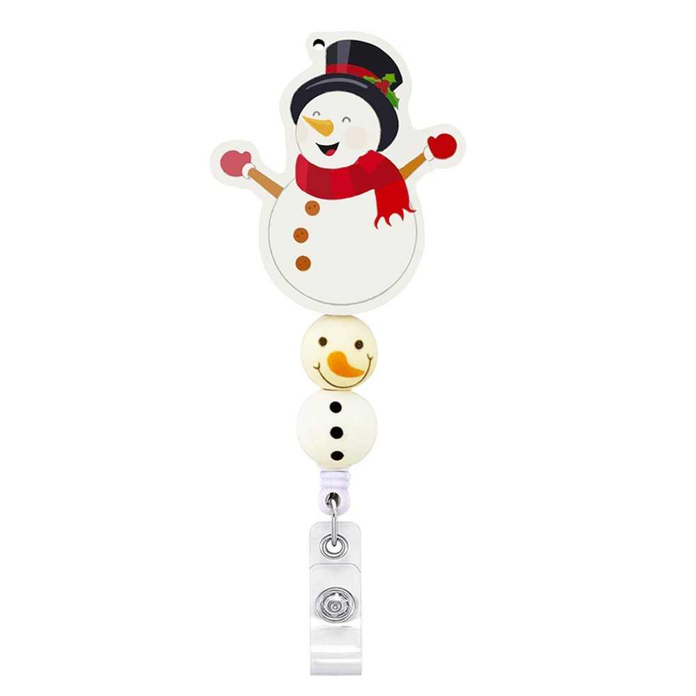 Wholesale Christmas Tree Santa Claus Snowman Acrylic Christmas Retractable Badge Reel ID Name Card Holder