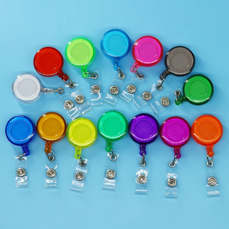 Multi-Color Translucent Round Shaped Plastic Retractable Badge Holder Reel Multi-Color YoYo ID Clip
