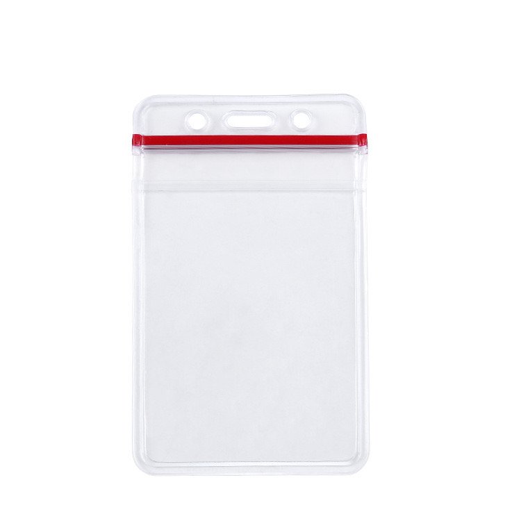 Clear Vinyl Vertical Resealable Waterproof ID Card Badge Holder Case Soft PVC Transparent Badge Holder for Worker Nurse