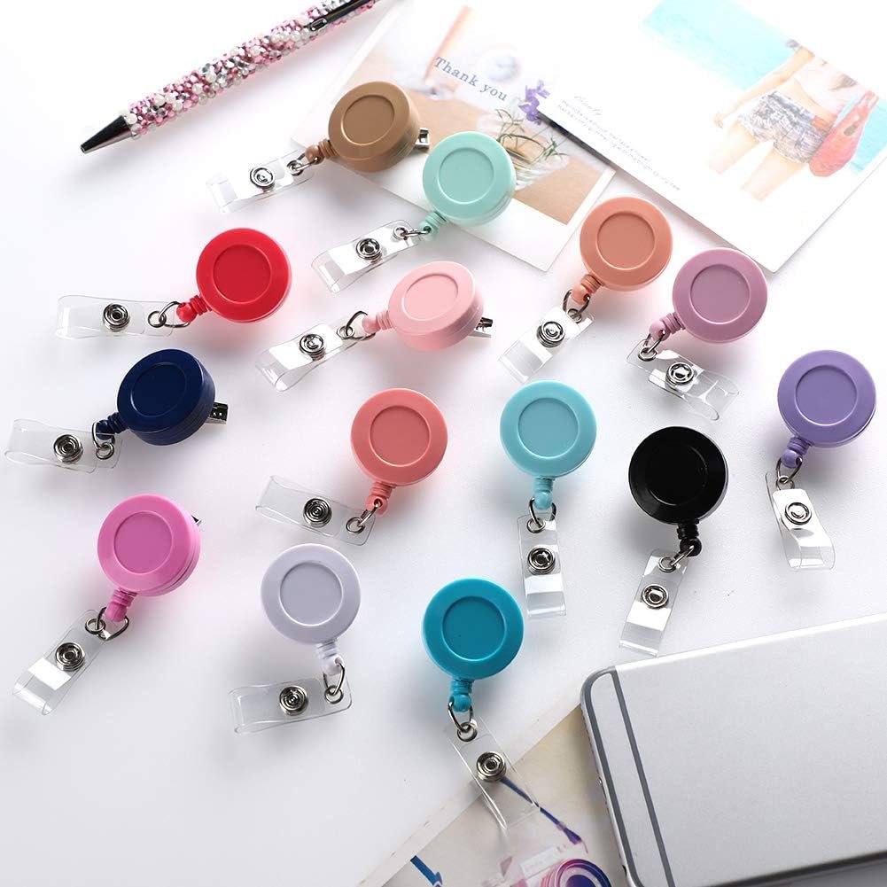 Retractable Badge Reel Mixed Solid Color Nurse ID Badge Holder with Swivel Alligator Clip