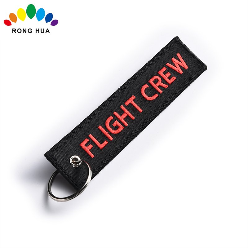 Wholesale Design Logo Fabric Embroidery Keychains Keyring Key Chain Key Holder Jet Tags