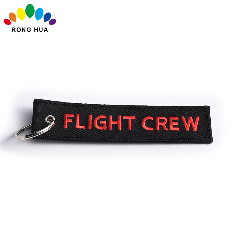 Wholesale Design Logo Fabric Embroidery Keychains Keyring Key Chain Key Holder Jet Tags