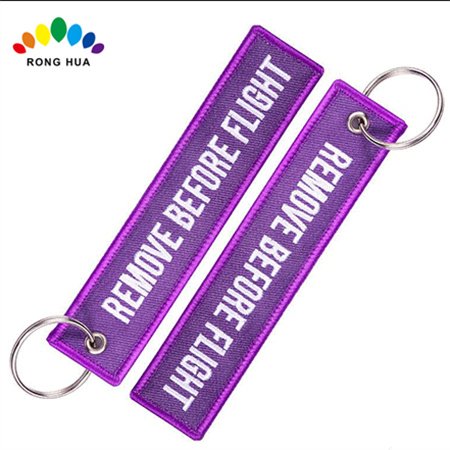 Wholesale Design Logo Fabric Embroidery Keychains Keyring Key Chain Key Holder Jet Tags