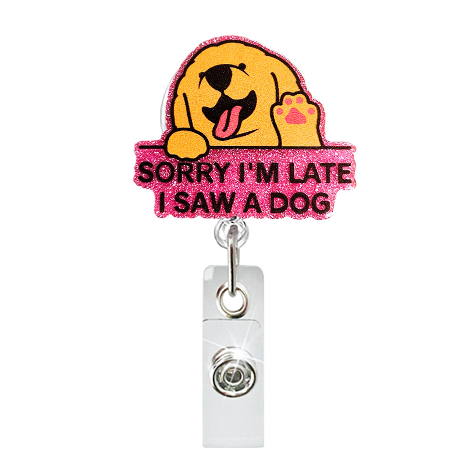 New Acrylic Animal Protection Pet Hospital Nurse ID Badge Holder Retractable Badge Reel with 360° Rotatable Alligator Back Clip
