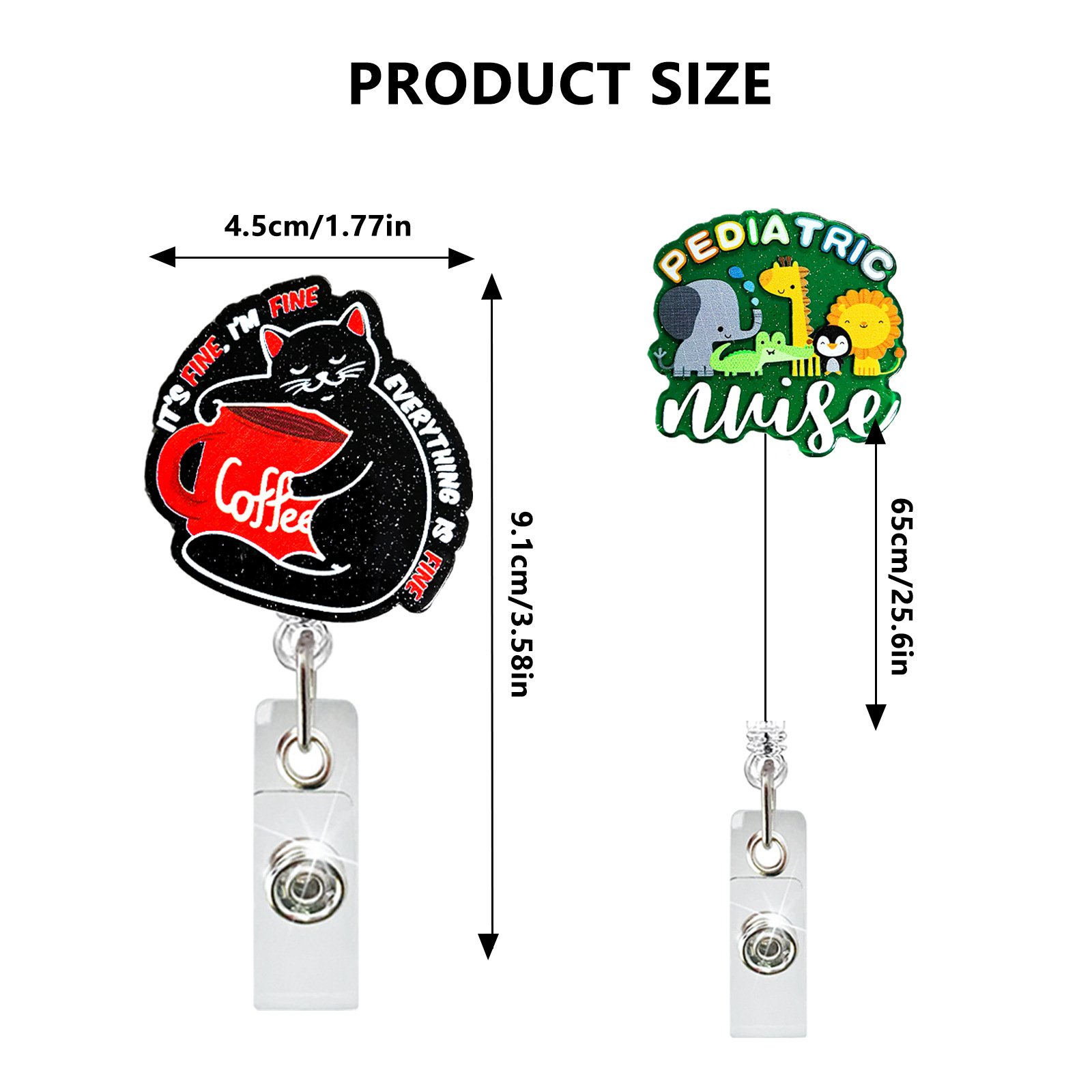 New Acrylic Animal Protection Pet Hospital Nurse ID Badge Holder Retractable Badge Reel with 360° Rotatable Alligator Back Clip