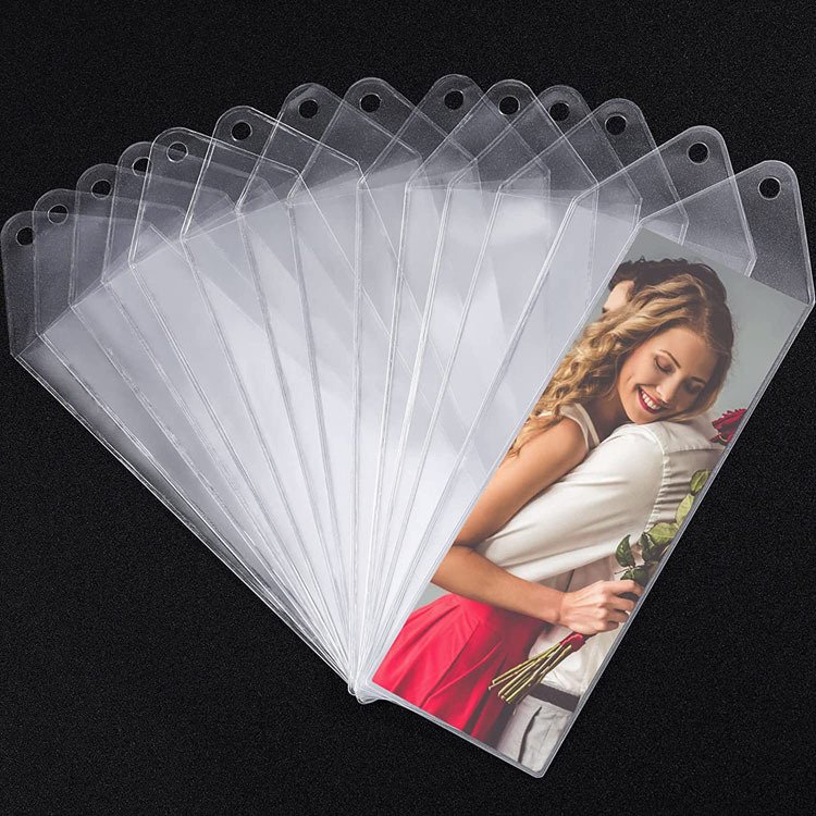 good quality soft PVC wedding photo holder customized transparent vinyl bookmark protective sleeve