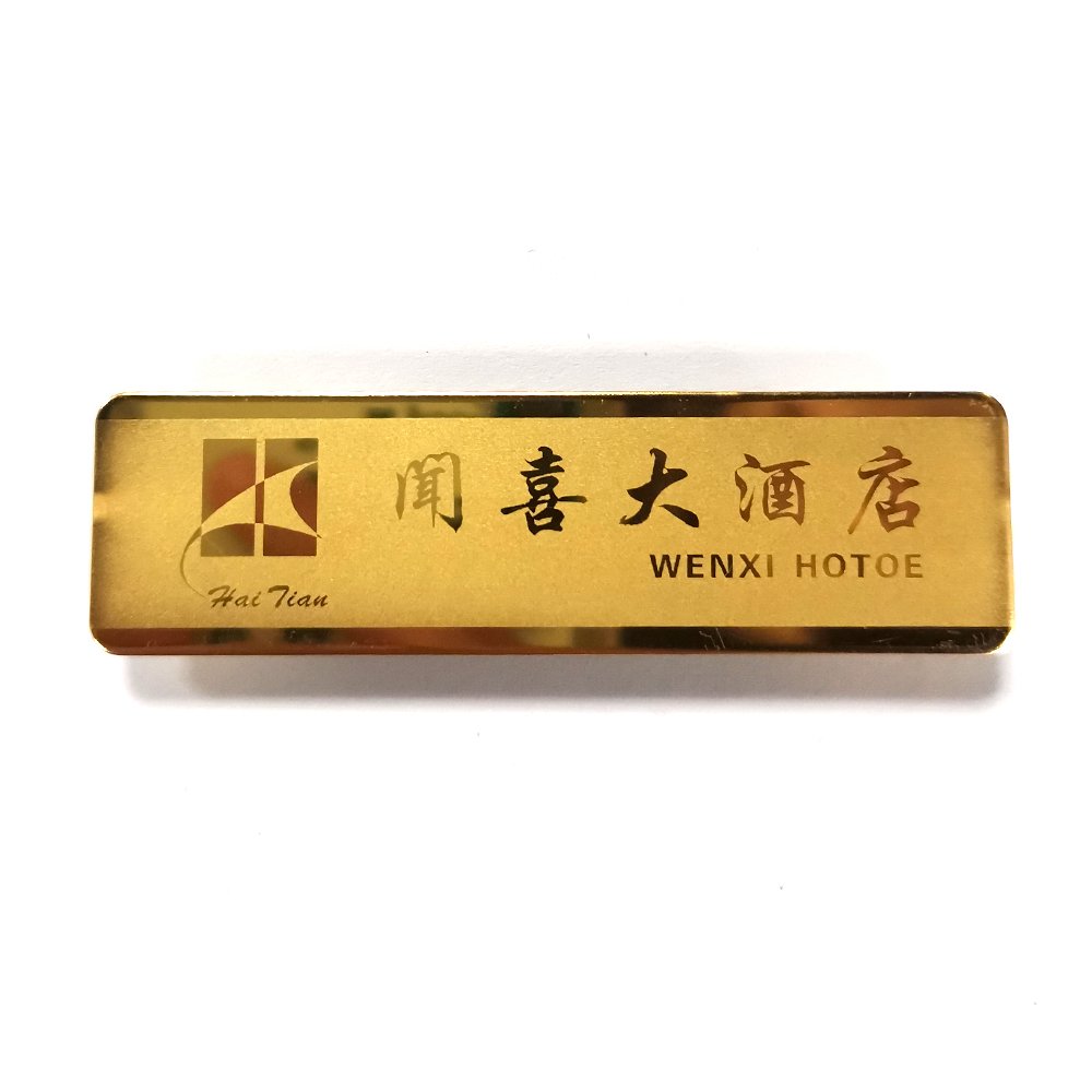 Reusable laser logo blank metal magnetic name tag sublimation stainless steel school uniform custom name badge for kids