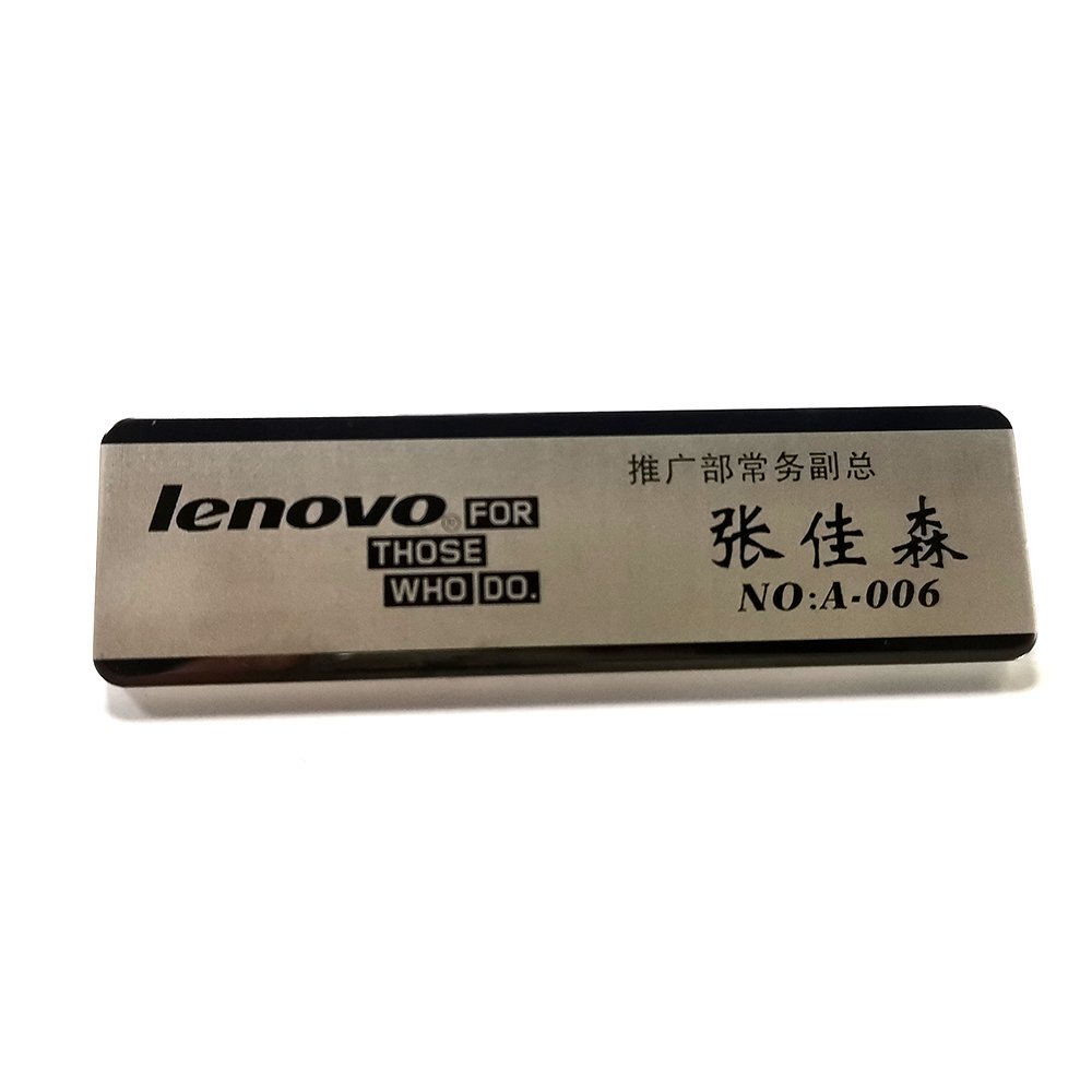Reusable laser logo blank metal magnetic name tag sublimation stainless steel school uniform custom name badge for kids