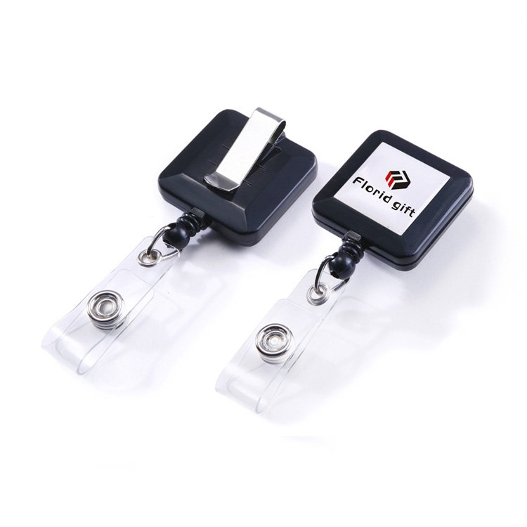 Best quality Square yoyo badge reel with pvc strap belt clip