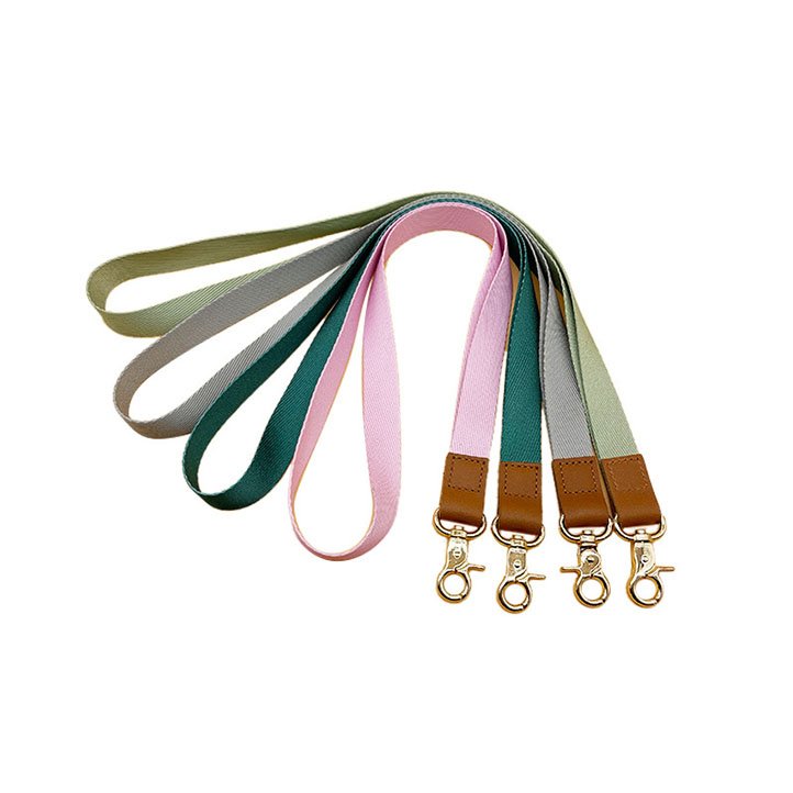 Custom Design Neck Strap ID Card Badge Holder Leather Lanyard Polyester Lanyards with High Quality Buckle for School and Office