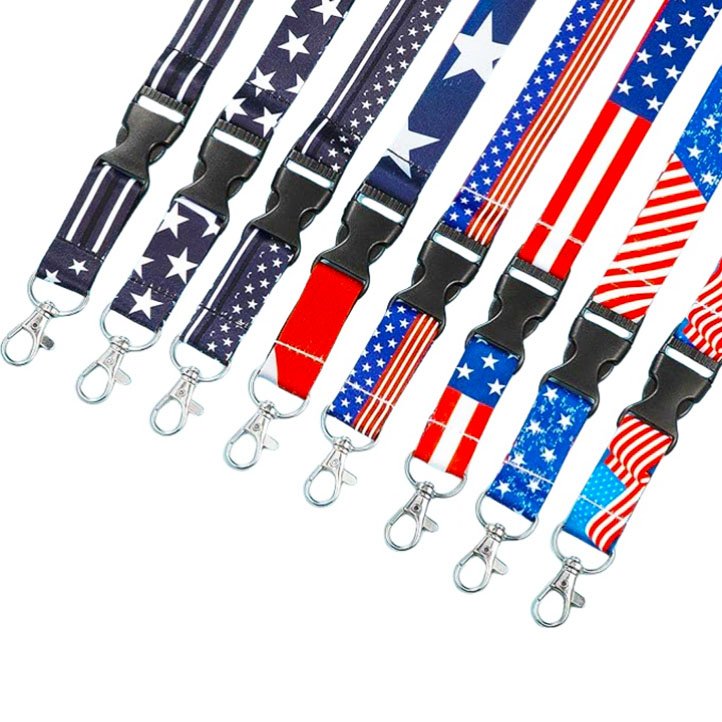 Custom Design Neck Strap ID Card Badge Holder Leather Lanyard Polyester Lanyards with High Quality Buckle for School and Office