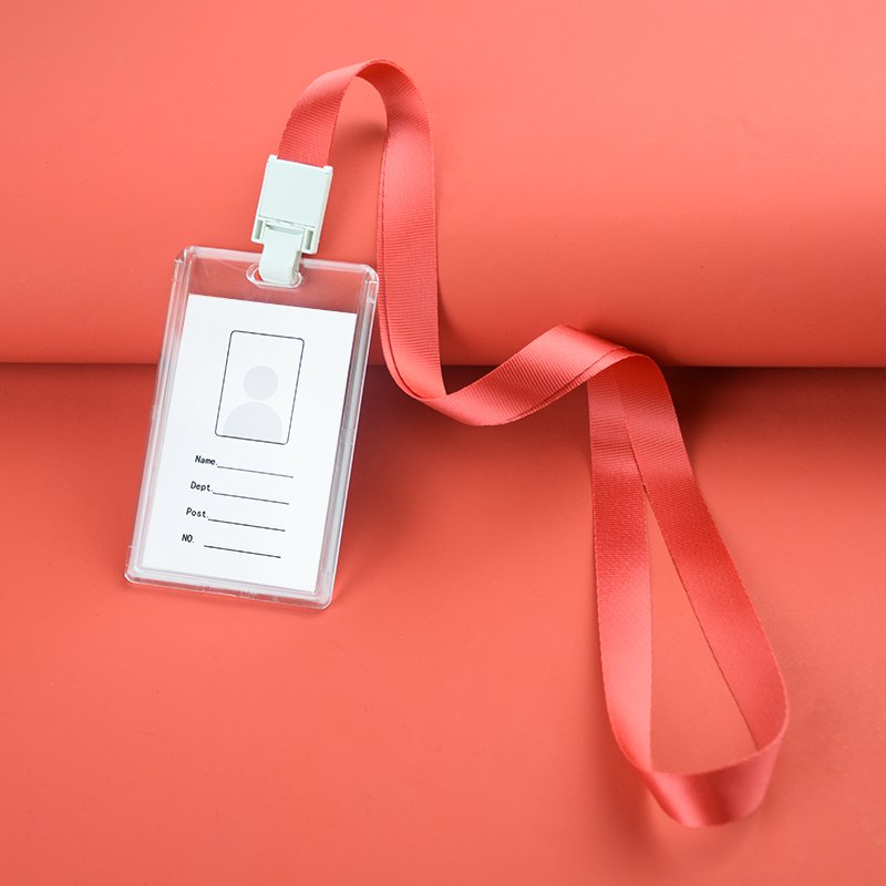 Promotion Item Lanyard With ID Card Badge Holder Acrylic Business Card Holder Case Crystal Double Side Clear Plastic Card Holder
