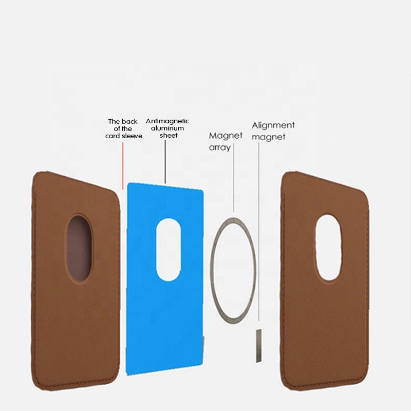 Custom Logo Strong Magnetic Mag Case Card Holder Leather Wallet Safes With Stand For Iphone 14 13 12 Pro Max