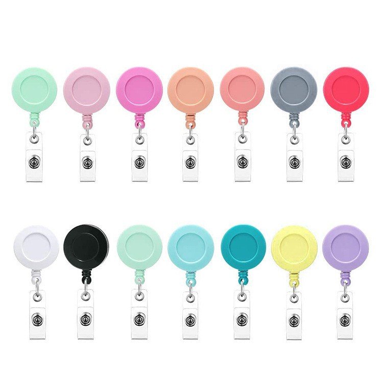 High Quality Elastic Lanyard Hook Mixed colors ID Card Pendant Hanging button ID Badge Holder With Clip Badge Reels