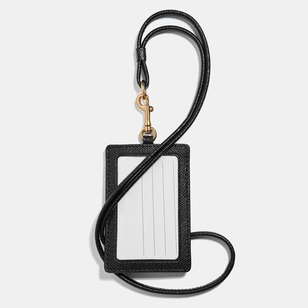 Custom Logo PU Saffiano Leather Ladies ID Badge Cardholder Women Name Card Holder With Lanyard