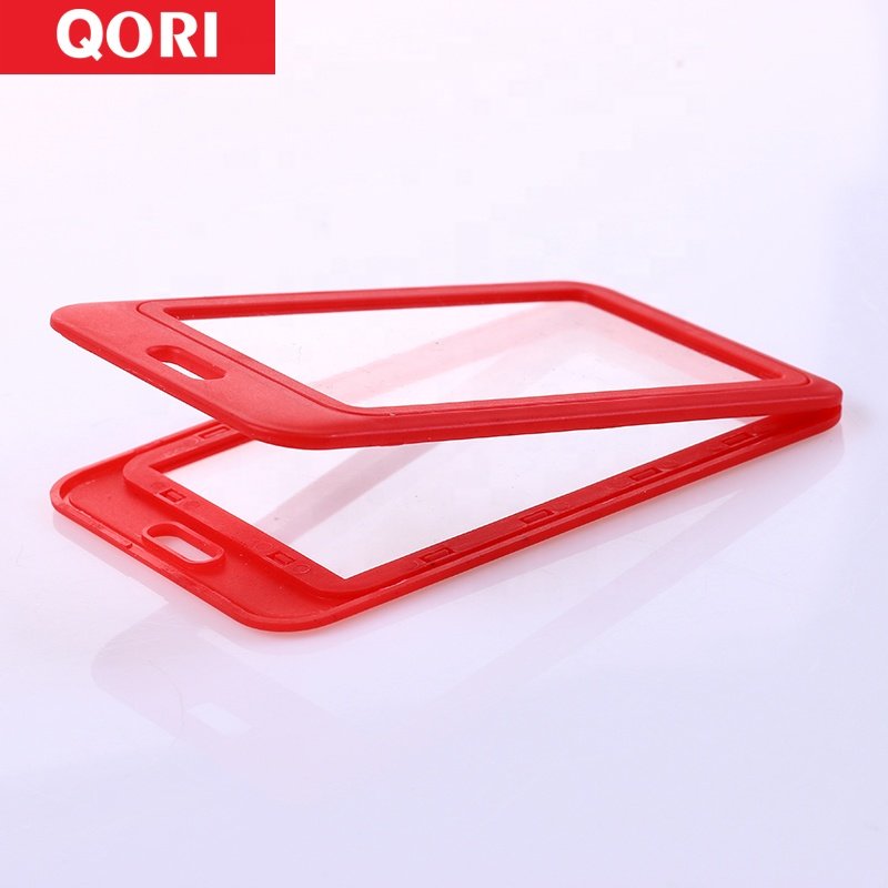 Good quality credit plastic name card holder with lanyard, open face id badge holder