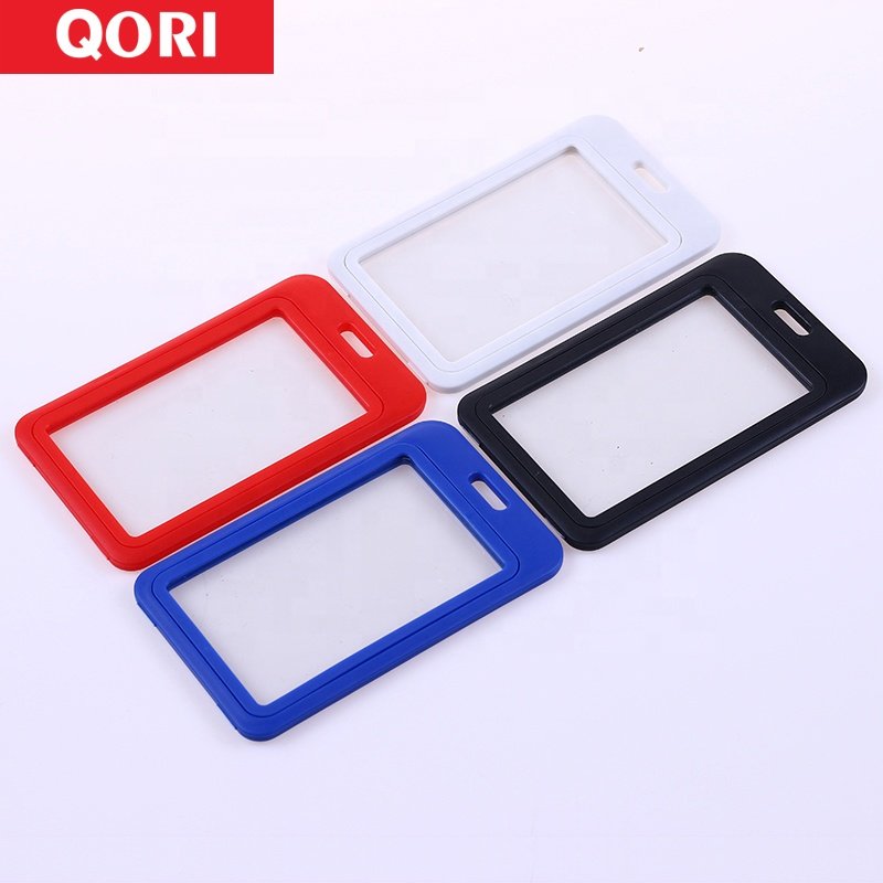 Good quality credit plastic name card holder with lanyard, open face id badge holder