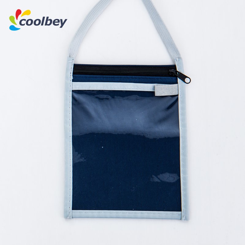 Custom Logo Printed Two Sided Conference ID Card Nylon Neck Wallet Badge Holder For Trade Show