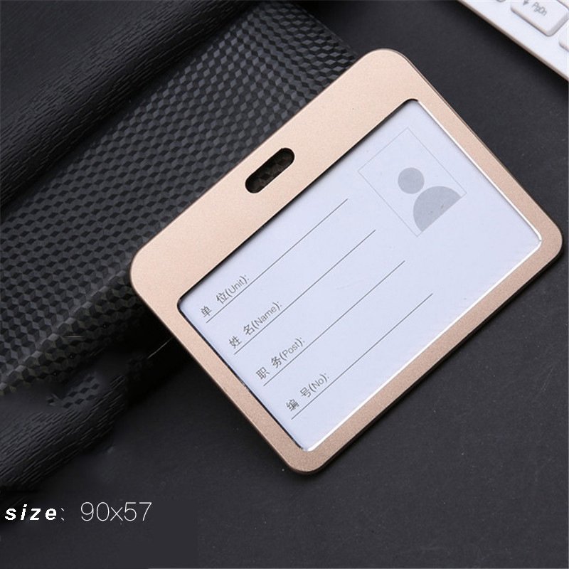 Badge Holder Name Tag Aluminium Alloy ID Card case with Detachable Neck Lanyard for School Business Office