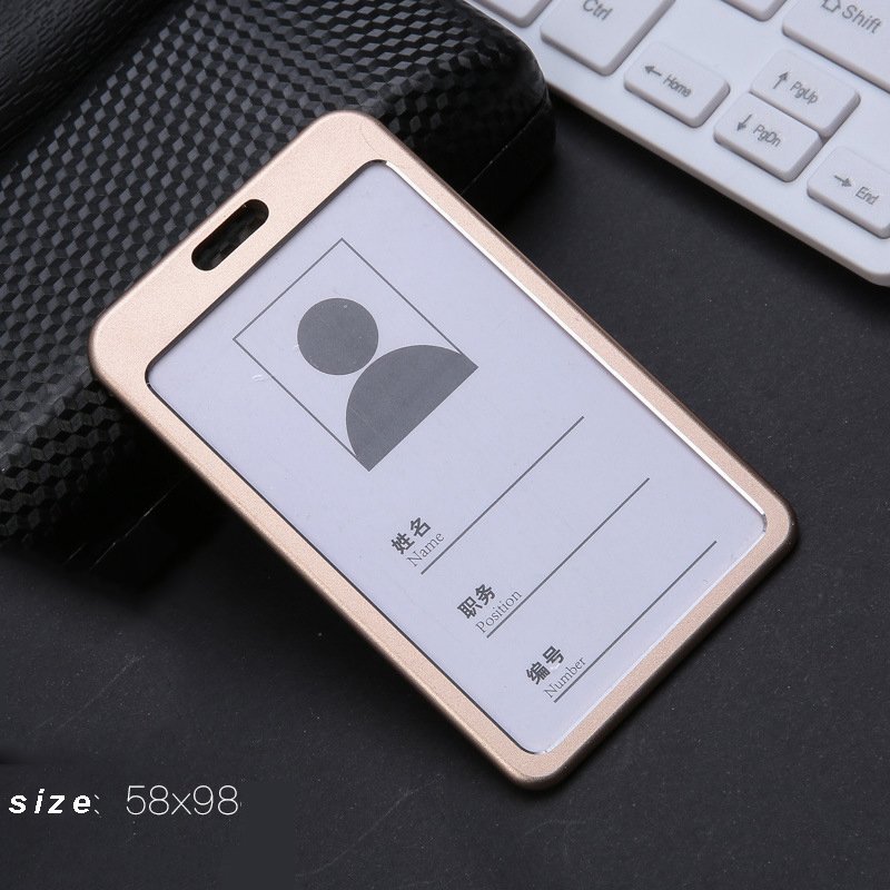 Badge Holder Name Tag Aluminium Alloy ID Card case with Detachable Neck Lanyard for School Business Office
