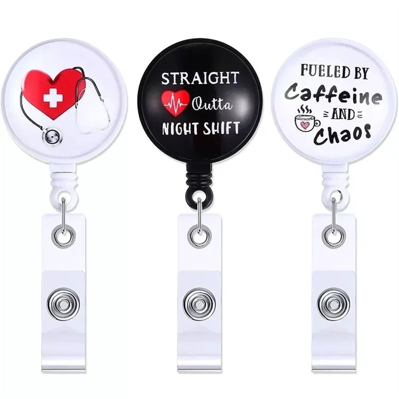 Wholesale Custom Logo Work Card Holder Round Lanyard Retractable Reel YOYO Office School Supplies Lanyard Badge Holder With Clip