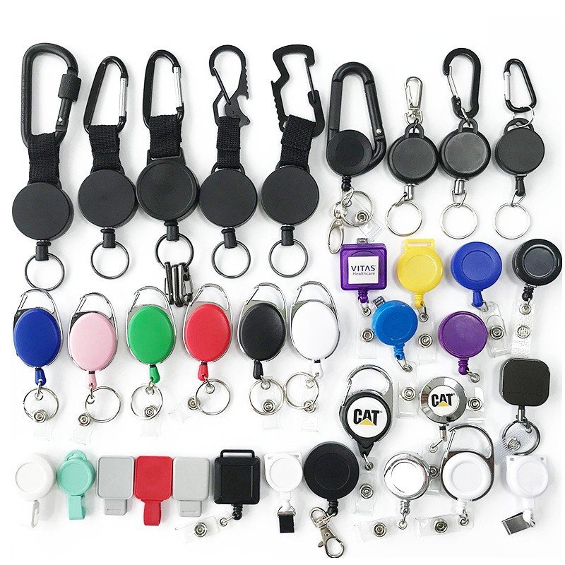 Wholesale Custom Logo Work Card Holder Round Lanyard Retractable Reel YOYO Office School Supplies Lanyard Badge Holder With Clip