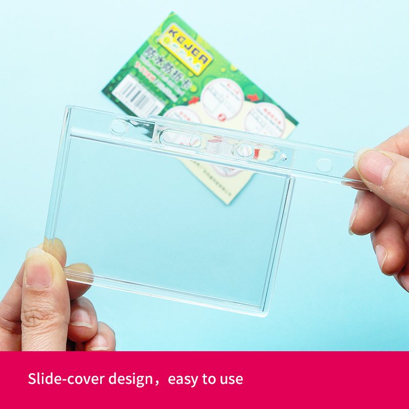 KEJEA waterproof anti-fold card holder hard plastic clear ID card case for student worker nurse