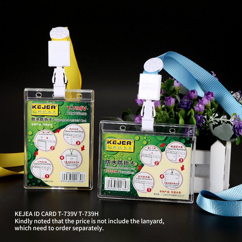 KEJEA waterproof anti-fold card holder hard plastic clear ID card case for student worker nurse