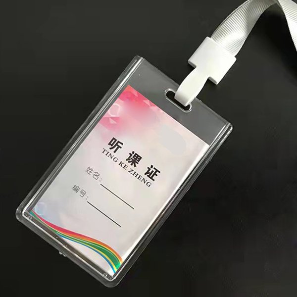 free sample ID Card Name Badge Holder Double Sided Plastic Rigid ID Card Pass Badge Holder