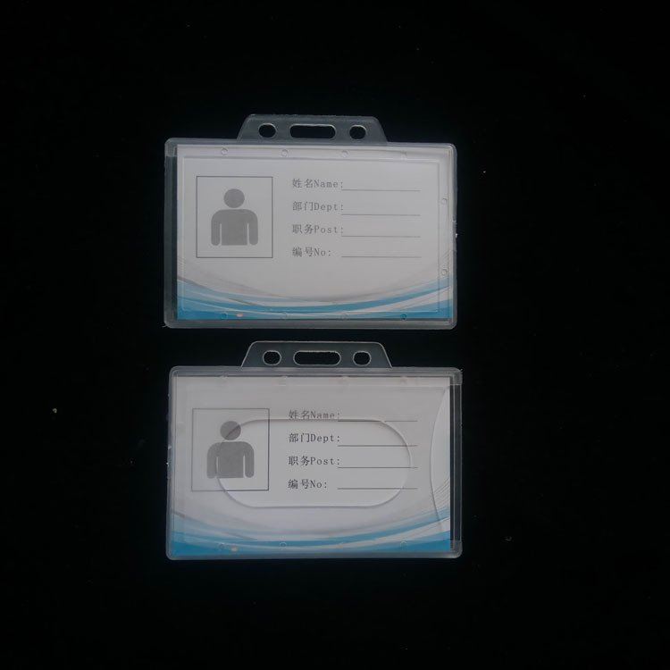 free sample ID Card Name Badge Holder Double Sided Plastic Rigid ID Card Pass Badge Holder