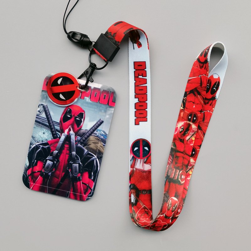 Custom Logo Cartoon Marvel Dead Pool Design Card Holders Work ID Badge Bus Name Card Case Card Cover With Anti Lost Lanyards