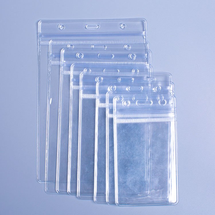 Transparent Vertical ID Card Name Badge Holder PVC Sleeve Pouch With Waterproof Type