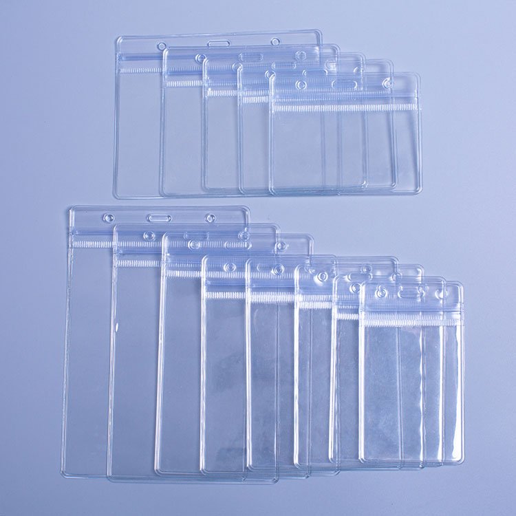 Transparent Vertical ID Card Name Badge Holder PVC Sleeve Pouch With Waterproof Type
