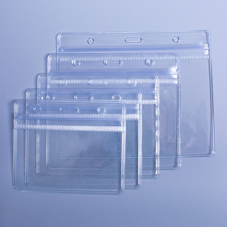 Transparent Vertical ID Card Name Badge Holder PVC Sleeve Pouch With Waterproof Type