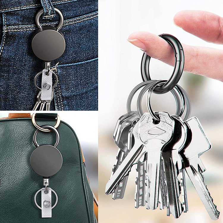 Rigid Heavy Duty cable reel Retractable abzeichen Reel Metal waterproof ID Badge Holder badge reel with Belt Clip Key Ring