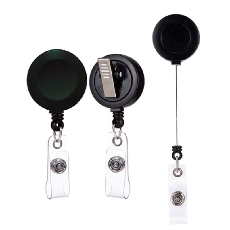 Bestom Retractable PVC Badge Reel with round Vinyl Snap and Swivel Spring Clip for Holding Badges and Accessories
