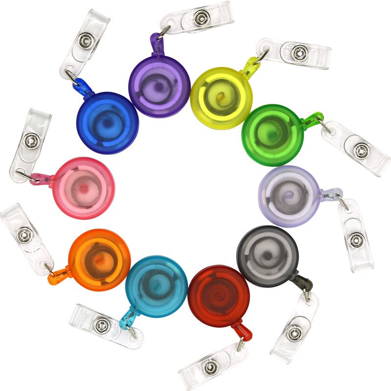 Custom Promotional Plastic Transparent Easy Pull Buckle Puller Nurse ID Badge Clear Retractable YoYo Badge Holder Reel With Logo