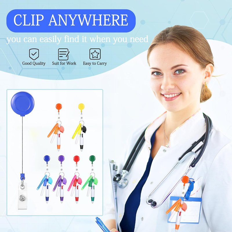 Nurse Profession Accessories Set Permanent Marker Mini Highlighter Pen Set Badge Holder LED Keychain nurse accessories