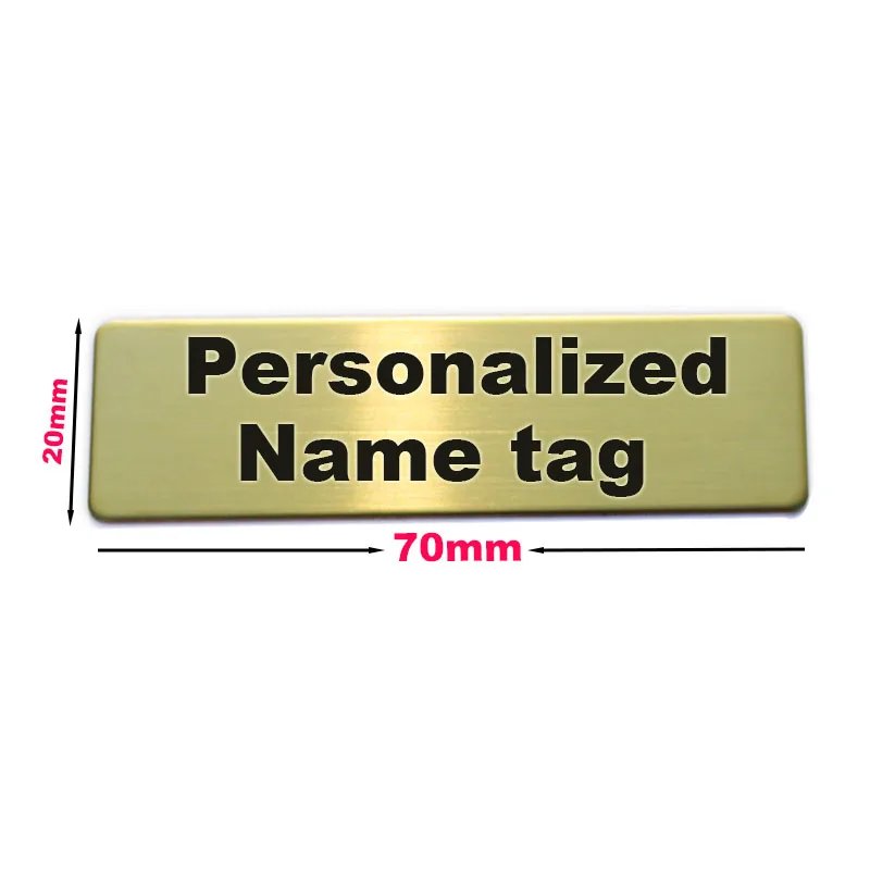 Stainless Steel 70x20mm Personalized Name Badge Holder Custom Metal Tag Laser Engraved Student Staff Enfermera ID Texts LOGO