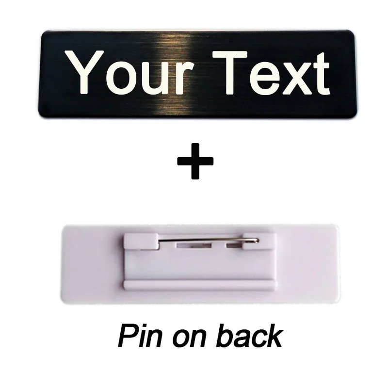 Stainless Steel 70x20mm Personalized Name Badge Holder Custom Metal Tag Laser Engraved Student Staff Enfermera ID Texts LOGO