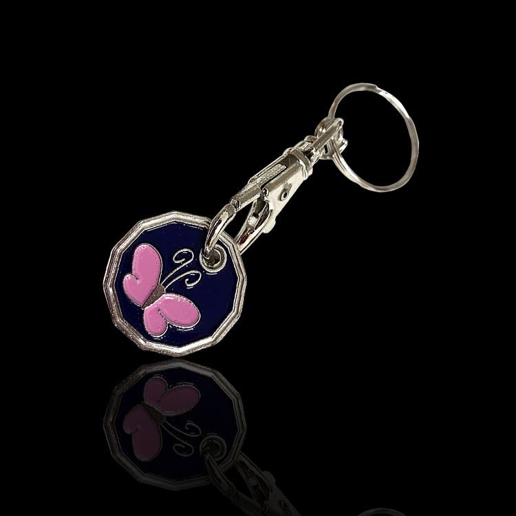 Wholesale custom logo metal shopping cart token keychain,trolley coin token key holder