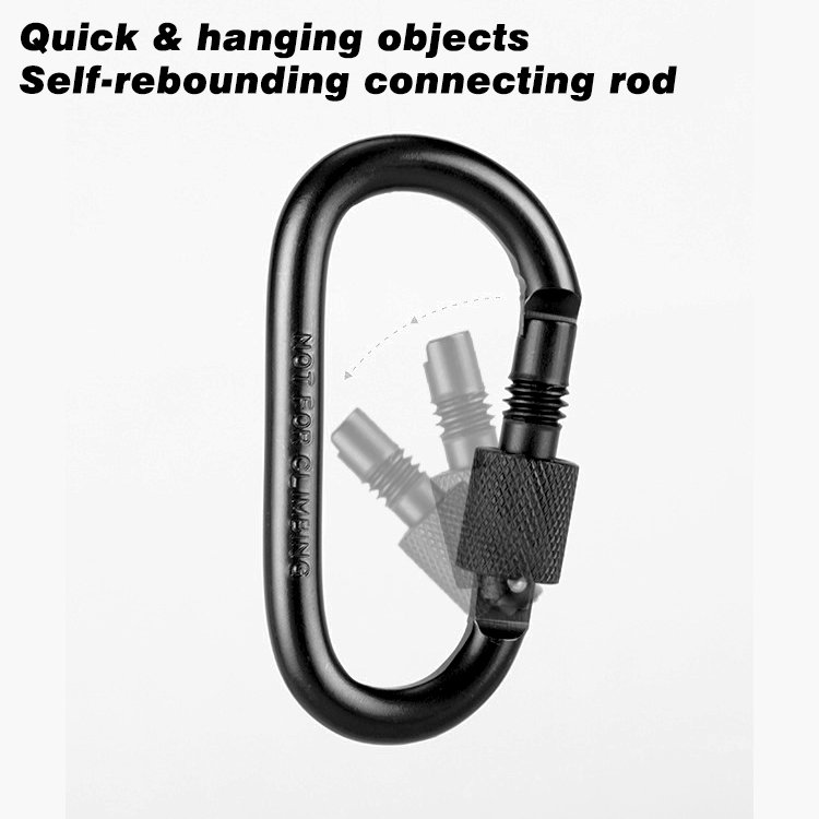 P-077 4CM Black Outdoor Retractable Badge Reel ID Holder Heavy Duty Keychain with Safety lock Carabiner