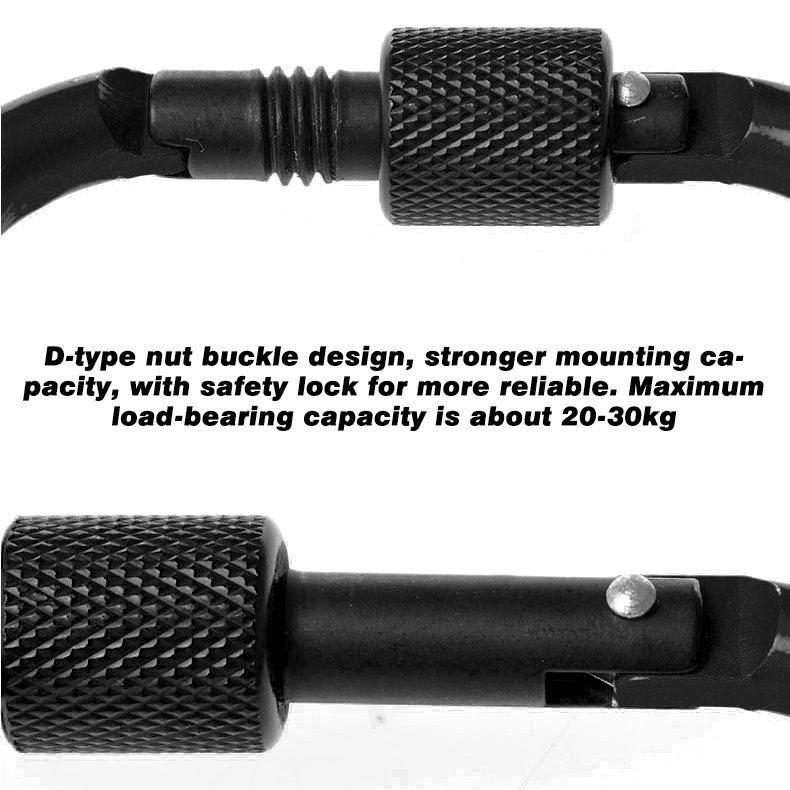 P-077 4CM Black Outdoor Retractable Badge Reel ID Holder Heavy Duty Keychain with Safety lock Carabiner