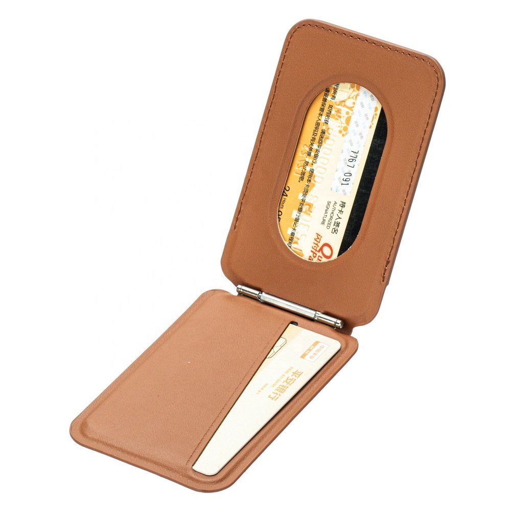 Wholesale PU Stand Magnetic Card Holder Wallet with MagSafe for Iphone 12/13/14/15 wallet back Card clip bracket holder