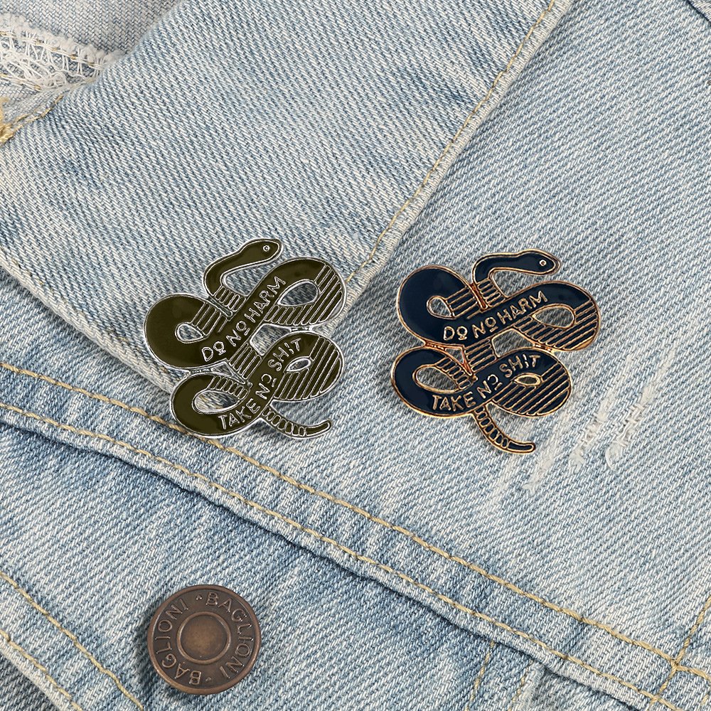 Women Bohemian Snake Brooch Banquet Badge Pins Buckle Badge Backpack Bag Pins Punk Lapel Pin